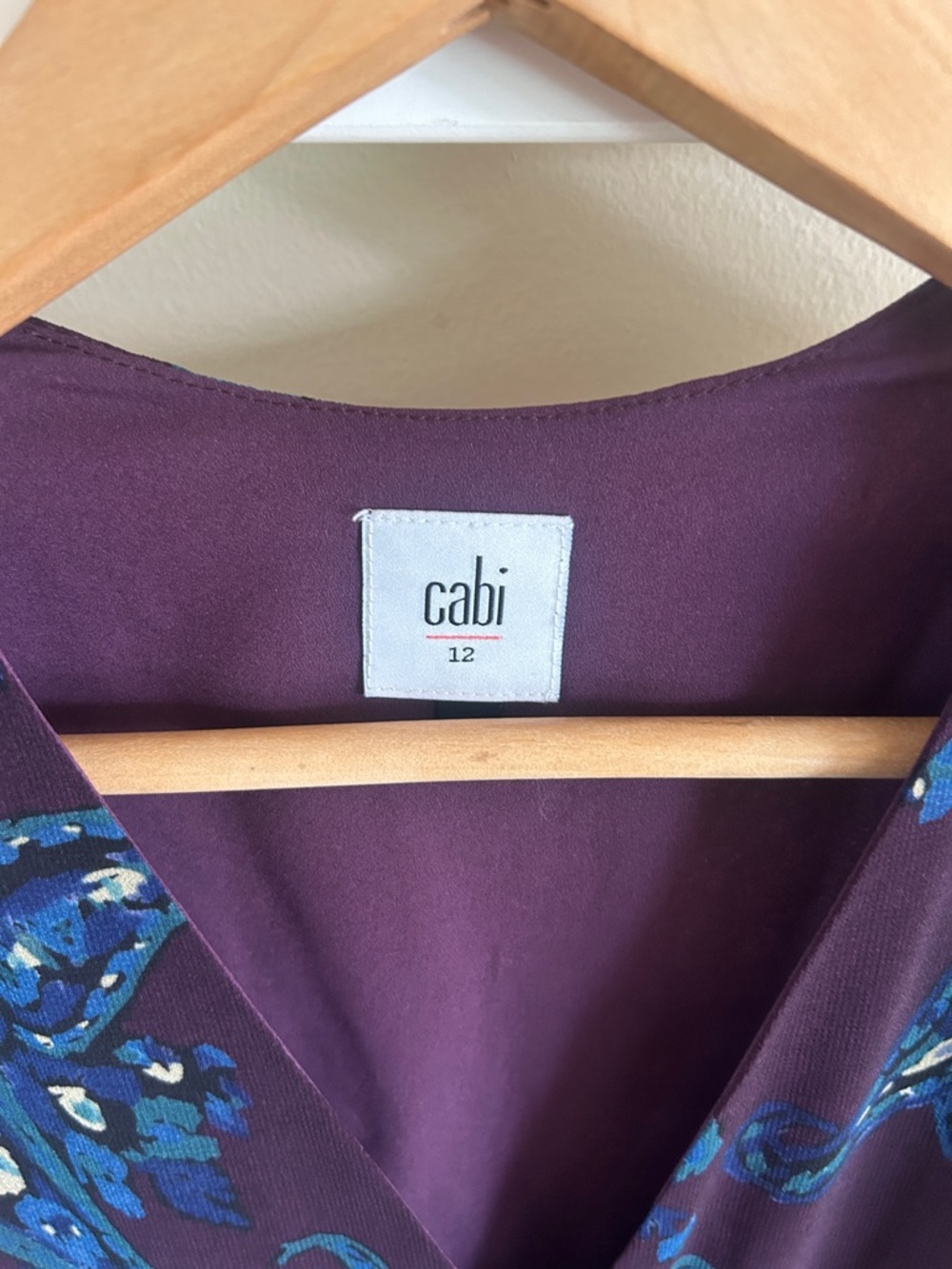 CAbi Treasure Paisley #3461 Floral Pocket Midi Dress Blue Plum Short Sleeve 12 - Picture 3 of 13